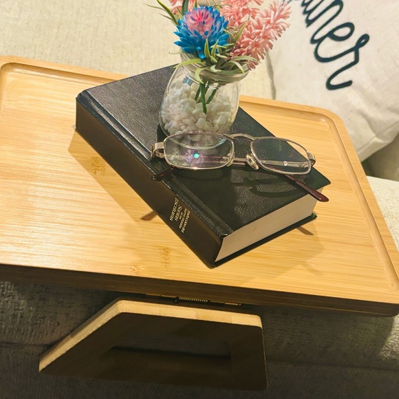 Natural Bamboo Sofa Arm Tray Table - Picture 7 of 8